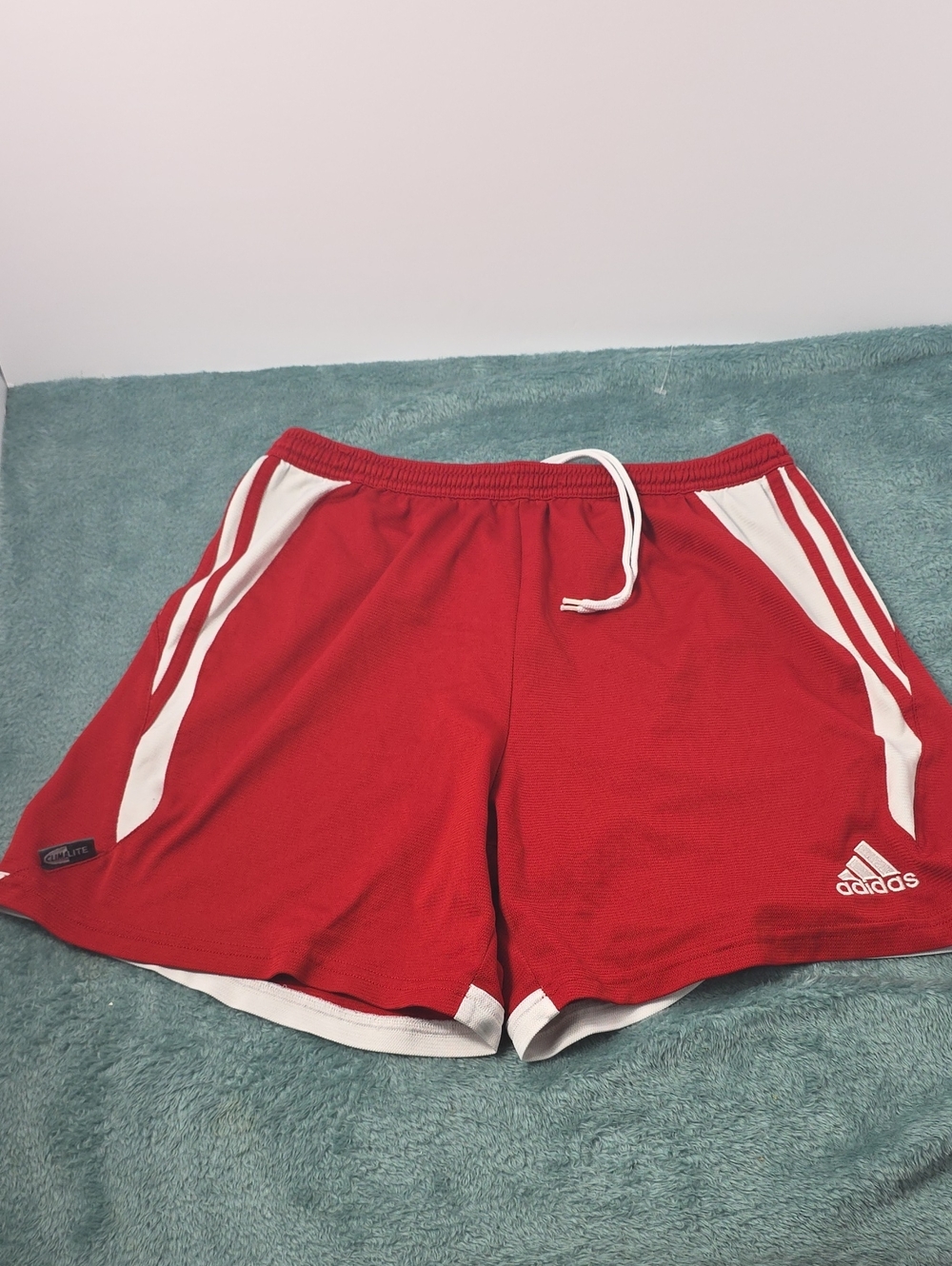 Vtg adidas  Climalite Red Athletic Shorts with White Stripes